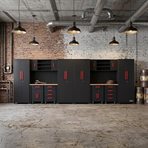 16Pack Garage Cabinet Storage System, Heavy Duty Workshop Set,Red - Image 6