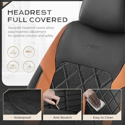Coverado Car Seat Covers, Seat Covers Full Set, 5 Seats Automotive Seat Cover, Mesh Breathable Seat Protectors, Universal Fit for Most Cars - Image 4
