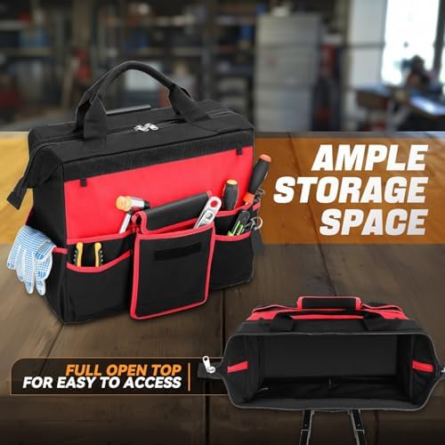 Auto Dynasty 17" Tool Bag Rolling Cart Canvas Organizer w/Wheels, 300LBS - Image 3