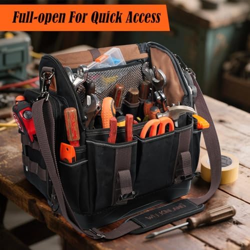 WELKINLAND 41-Pocket Electrician Tool Bag, 14-Inch Hard Bottom Tool Bag - Image 3