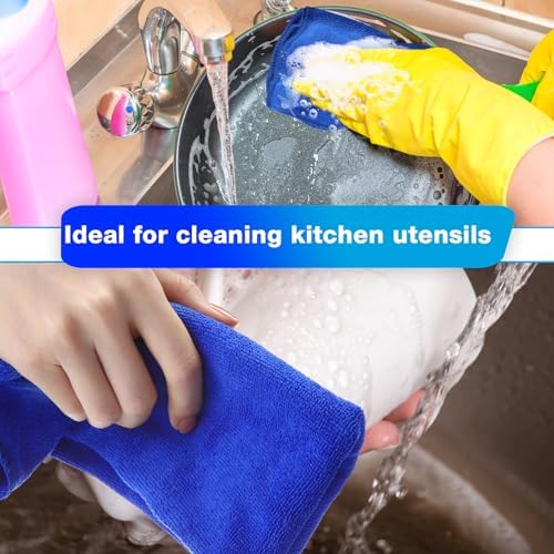 Nuenen Car Microfiber Clean Cloths, Blue, 16 x 16 Inch, 140 Pcs - Image 4