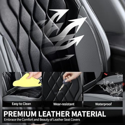 FLORICH Car Seat Covers Full Set, Leather Car Seat Protector, Waterproof Automotive Seat Cover with Anti-Slip Padded, Airbag Compatible, Universal Seat Covers Fit for Most Car - Gray&Black - Image 7