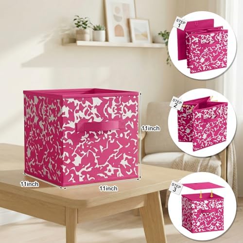 LemonRoad 6 Fabric Cube Storage Bin 11'' Classroom Bin, Rainbow, Classic - Image 2