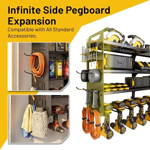 49.8" Power Tool Organizer Wall Mount, 4-Tier Garage Tool Storage Rack - Image 5