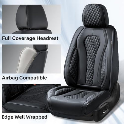 Coverado Seat Covers, Car Seat Covers Front Seats, Black Car Seat Cover, Waterproof Car Seat Covers, Car Seat Cushion, Front Car Seat Covers Leatherette Car Seat Protector Universal Fit Most Cars - Image 2