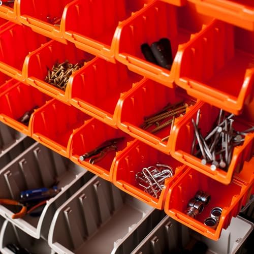 TRINITY Rolling Storage Bin Rack & Parts Organizer, 7-Tier Dual-Sided Bin Cart Shelving for Shop Storage, Nut and Bolt Organizer, Garage, Warehouse, Tools & Hardware, 330Lb Max, With Wheels, Black - Image 4