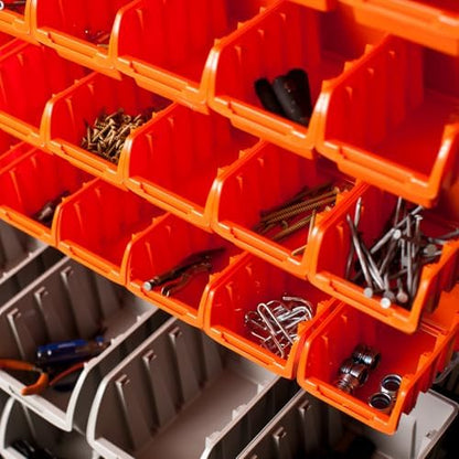 TRINITY Rolling Storage Bin Rack & Parts Organizer, 7-Tier Dual-Sided Bin Cart Shelving for Shop Storage, Nut and Bolt Organizer, Garage, Warehouse, Tools & Hardware, 330Lb Max, With Wheels, Black - Image 4