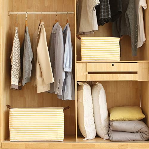 Hinwo 31L Large Canvas Storage Bin with Lid and Handles - Image 3
