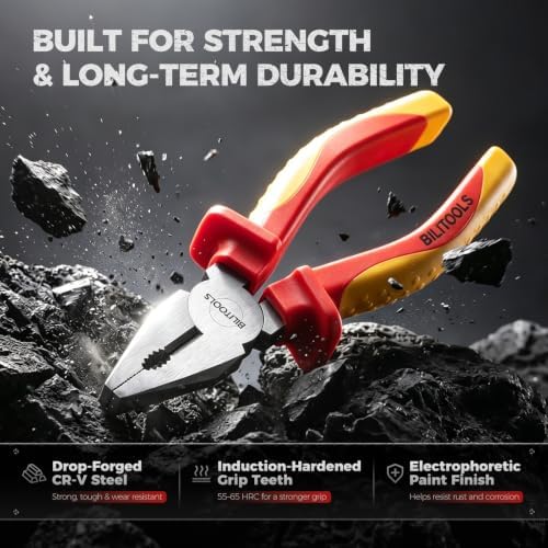 BILITOOLS 1000V Insulated Lineman Pliers, 6 inch, Combination Pliers, Cr-V - Image 6