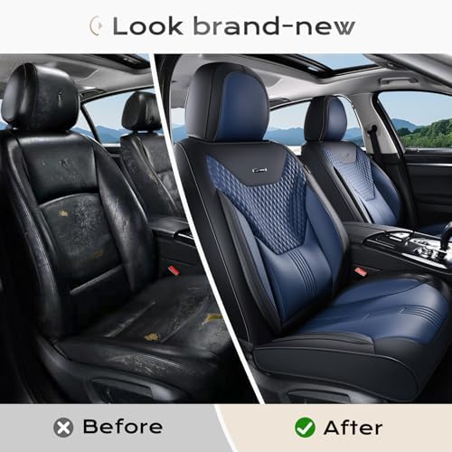 Coverado Car Seat Covers with Lumbar Support, Front Covers for Cars, Universal Automotive Seat Cover, Waterproof, Leather Car Seat Cushion, Interior Seat Protectors for Most Cars - Image 5