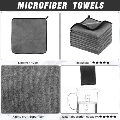 Tallew 40 Pcs Gray Microfiber Towels: 16"x16" Microfiber Drying Towels Bulk Micro Fiber Car Cleaning Cloth for Cars Drying Washing Polishing Cleaning Household Supplies - Image 3