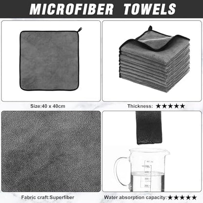 Tallew 40 Pcs Gray Microfiber Towels: 16"x16" Microfiber Drying Towels Bulk Micro Fiber Car Cleaning Cloth for Cars Drying Washing Polishing Cleaning Household Supplies - Image 3