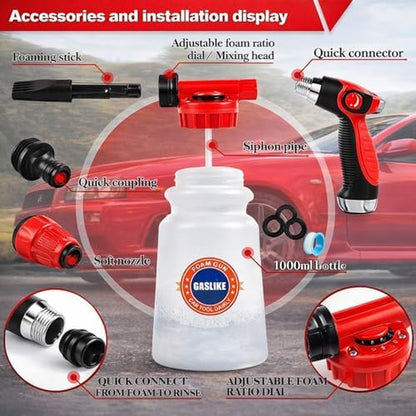 63PCS Car Wash Cleaning Kit,Car Wash Brush with Long Handle,Car Detailing Kit with Foam Gun,Car Cleaning Supplies,Handheld Vacuum, Car Detailing Kit (62PCS) - Image 2