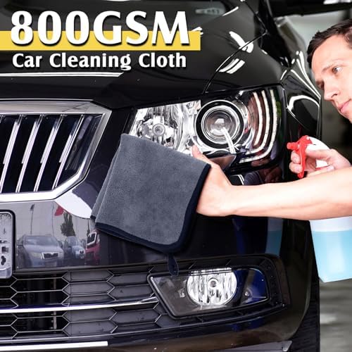 20 Pcs Microfiber Car Drying Towels 800 Gsm Thick Plush, Grey and Yellow - Image 2