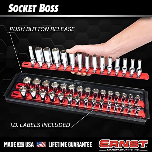 ERNST Socket Boss Combo 3-Pack Tool Organizer with Twist-Lock Technology, Red, Model 8510A – Secure Storage for Socket Wrench Sets - Made in USA - Image 3