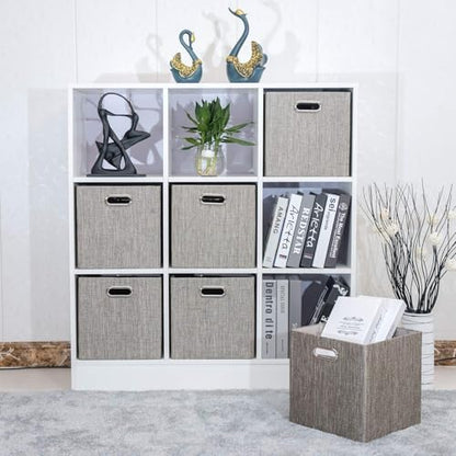 Posprica Storage Bins,11×11 Foldable Storage Cubes Boxes Container Closet Organizer Shelf Cabinet Bookcase,Thick Fabric Drawer Container - 4pcs,Coffee - Image 7