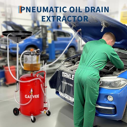 Garvee 20 Gallon Waste Oil Drain Tank, Air Operated Portable Oil Drainer with Adjustable Funnel, Fluid Fuel Transfer Drainage with Wheels, Oil Change Container for Automotive Workshops - Image 3