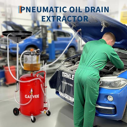 Garvee 20 Gallon Waste Oil Drain Tank, Air Operated Portable Oil Drainer with Adjustable Funnel, Fluid Fuel Transfer Drainage with Wheels, Oil Change Container for Automotive Workshops - Image 3
