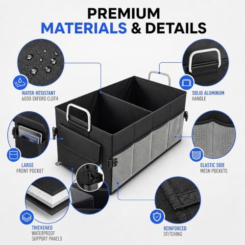 Car Trunk Organizer, Portable, Collapsible, Waterproof, Oxford Cloth, Aluminum Handle, Ideal for SUVs, Cars, Camping, Storage - Image 6