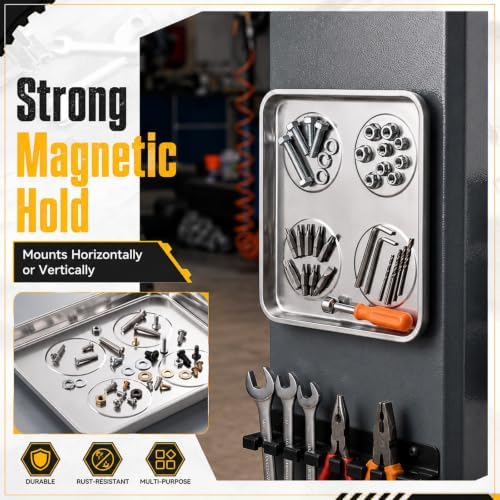 2 Pcs 10.6 x 10.6 Inch Magnetic Trays Square Magnetic Parts Tray - Image 4