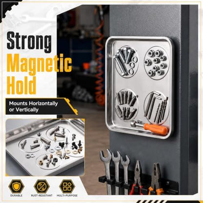 2 Pcs 10.6 x 10.6 Inch Magnetic Trays Square Magnetic Parts Tray - Image 4