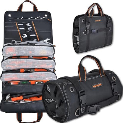 WELKINLAND Men's Tool Roll Organizer, Heavy-Duty 1680D Tool Roll Up Bag by WELKINLAND
