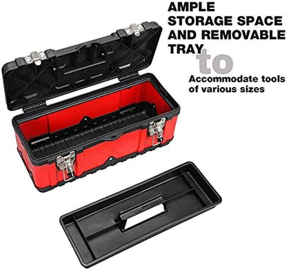 Jack Boss Tool Box 15.5 Inch Small Portable Tool Organizer Box with Built-in Short Non-slip Handle Car Box with Removable tray - Image 7