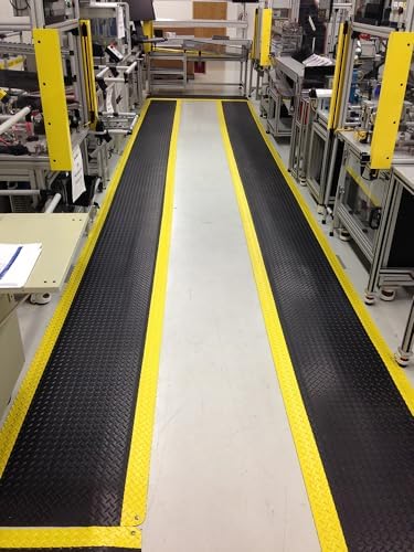 Wearwell Diamond-Plate Select Mat - Black/Yellow. Anti-Fatigue Workstation Mat. 3' W x 5' L x 9/16" Thickness. PVC Vinyl Surface with PVC Sponge. For Dry Industrial Use (495.916x3x5BYL) - Image 6