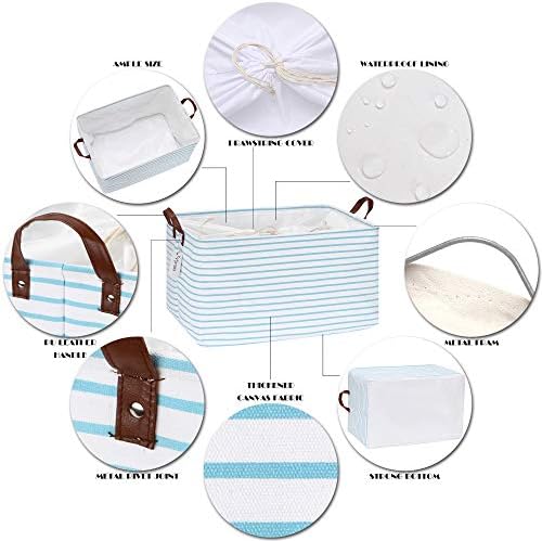 Hinwo 70L Extra Large Canvas Storage Bin with Lid and Handles - Image 5