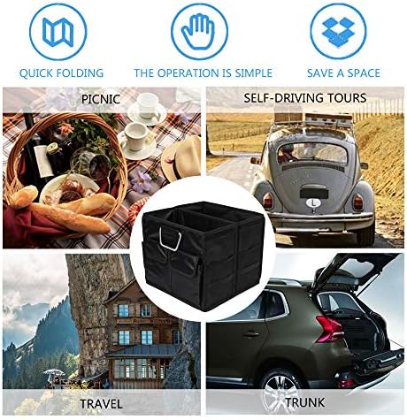 Car Trunk Organizer Collapsible Portable Multi Compartments Organizer with Non Slip Straps for SUV Truck Auto Vehicle Car Auto Minivan (Small without cover, Black) - Image 7
