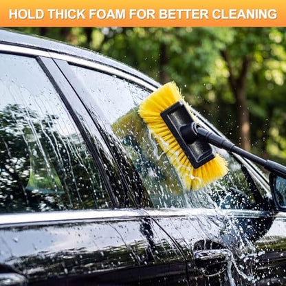 Vesici 8 Pcs Car Wash Brush Head with Soft Detailing Bristle Flow Thru Car Cleaning Brush Exterior Cars Wash Equipment for Auto Truck RV Boat Camper Washing, 10 Inch (Yellow) - Image 5