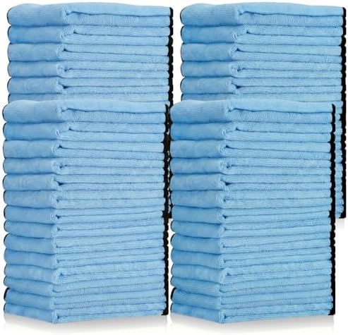 Tallew 60 Pcs Light Blue Microfiber Towels: 16"x16" Microfiber Drying Towels Bulk Micro Fiber Car Cleaning Cloth for Cars Drying Washing Polishing Cleaning Household Supplies by Tallew