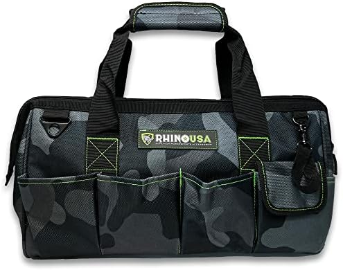 Rhino USA Tool Bag (18-Inch) - Heavy Duty Wide Mouth Tote for Men by RhinoUSAInc