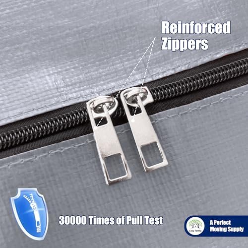 Cosy Family 4 Pack Heavy Duty Extra Large Moving Bags with Backpack Straps - Strong Handles & Zippers, Storage Totes For Space Saving, Fold Flat, Alternative to Moving Box (X-Large-Set of 4, Silver) - Image 4