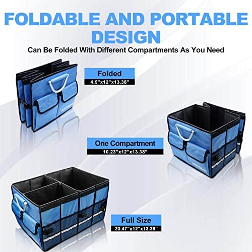 Trunk Organizer With Insulated Grocery Bag, Blue Car Organizer, Collapsible Trunk Organizer For SUV, Sedan And Truck, Car Storage Organizer With Aluminum Alloy Handle - Image 4
