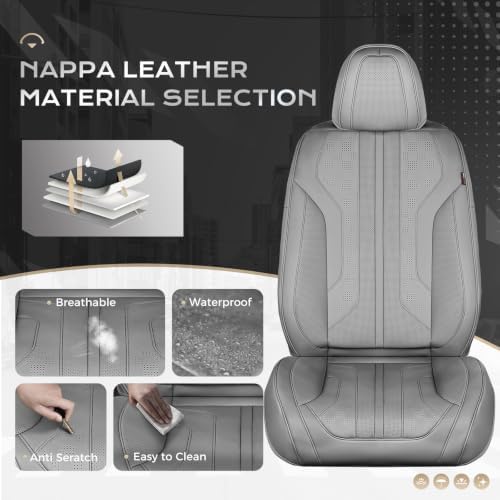 Coverado Car Seat Covers Full Set, Seat Covers for Cars, Front Seat Covers and Back Seat Cover Waterproof Leather Automotive Seat Cover, Universal Car Interior Protectors Cushion for Most Cars - Image 2