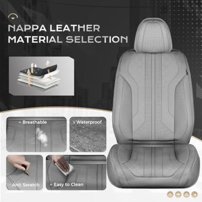 Coverado Car Seat Covers Full Set, Seat Covers for Cars, Front Seat Covers and Back Seat Cover Waterproof Leather Automotive Seat Cover, Universal Car Interior Protectors Cushion for Most Cars - Image 2
