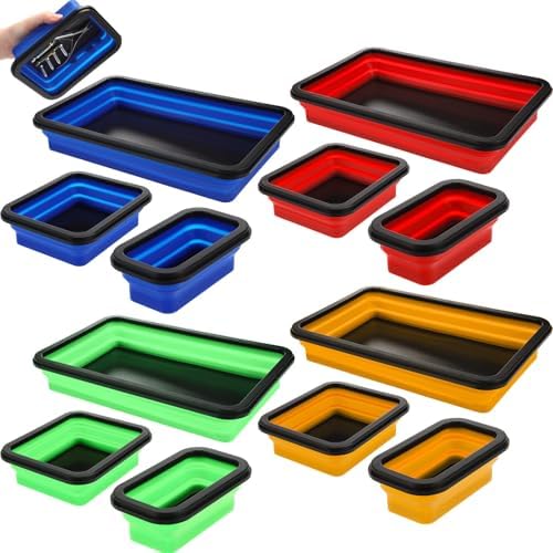 12 Pcs Collapsible Magnetic Parts Tray Set 3 Size,Multicolor by Duucoepl
