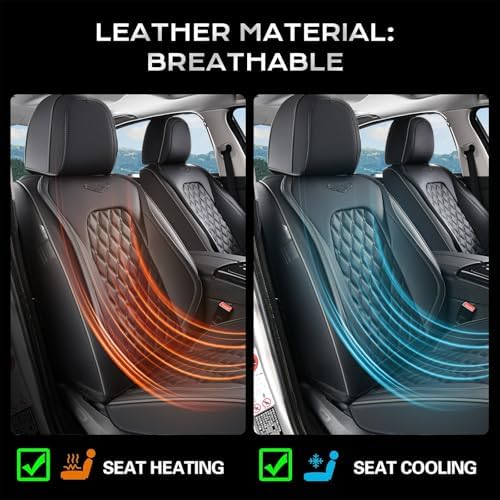 Coverado Front Seat Covers, Waterproof Nappa Leather Anti-Scratch Protectors, Universal Fit for Sedans, SUVs, Pickups, Car Accessories, Waterproof Seat Covers-Black - Image 3