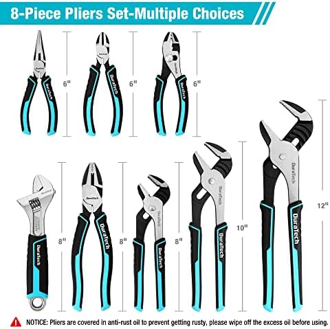 DURATECH 8-Piece Pliers Set with Rolling Pouch, Cr-V/Cr-Ni Construction - Image 3