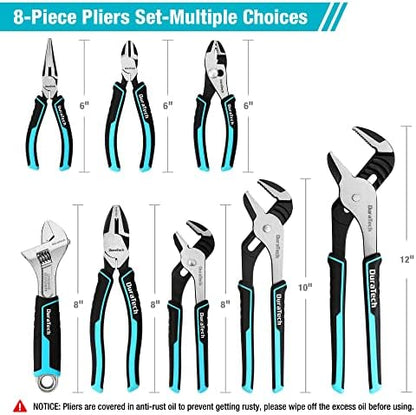 DURATECH 8-Piece Pliers Set with Rolling Pouch, Cr-V/Cr-Ni Construction - Image 3