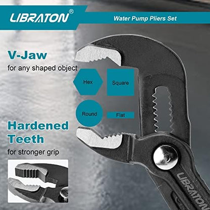 LIBRATON Water Pump Pliers, Groove Joint Pliers Set, Plumbing Pliers - Image 4