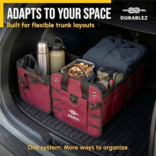 Large Car Trunk Organizer - Trunk Storage - Modular Detachable Configurable Collapsible - for SUV Minivan Truck Sedan Van - 3 Compartment XL, Cherry - Image 4