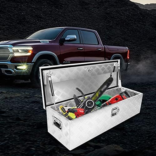 BLACKHORSE-RACING 39 x 13 x 10 Inch Aluminum Truck Trailer Tool Box Chest Box Pickup Underbody Truck Bed Storage Toolbox RV Storage Organizer with Side Handle, Lock & 2 Keys - Silver - Image 6