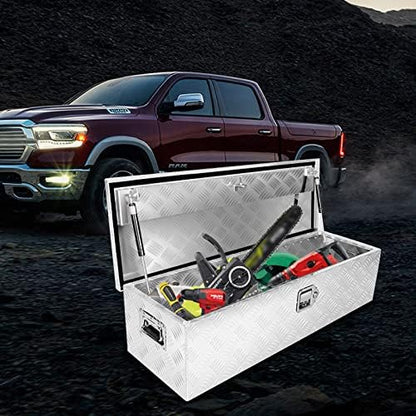 BLACKHORSE-RACING 39 x 13 x 10 Inch Aluminum Truck Trailer Tool Box Chest Box Pickup Underbody Truck Bed Storage Toolbox RV Storage Organizer with Side Handle, Lock & 2 Keys - Silver - Image 6