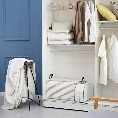 Hinwo 70L Extra Large Canvas Storage Bin with Lid and Handles, 4-Pack - Image 3