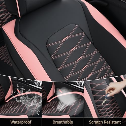 FLORICH Car Seat Covers Front Seat, Leather Seat Covers for Cars, Waterproof Car Seat Protector Breathable, Front Seat Covers for Cars, Automotive Seat Covers Universal Fit for Most Cars SUV Truck - Image 5