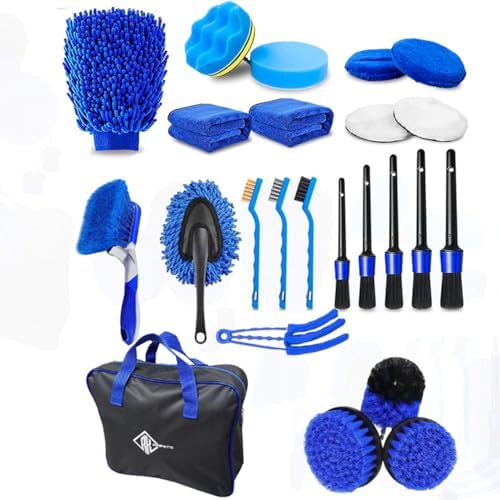 27Pcs Car Detailing Kit, Car Detailing Brush Set, Car Wash Cleaning Kit, Car Detailing Brushes, Professional Car Care Kit for Interior Exterior Wheels, Blue - Image 2