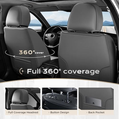 Coverado Car Seat Covers Full Set, Seat Covers for Cars, Front Seat Covers and Back Seat Cover Waterproof Leather Automotive Seat Cover, Universal Car Interior Protectors Cushion for Most Cars - Image 4