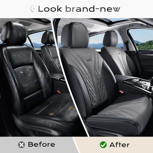 Coverado Car Seat Covers, Car Seat Covers Front Seats, 2-Pack Front Seat Cover, Nappa Leather Waterproof Seat Covers, Car Seat Protectors, Automotive Seat Covers Universal Fit for Most Vehicles - Image 6